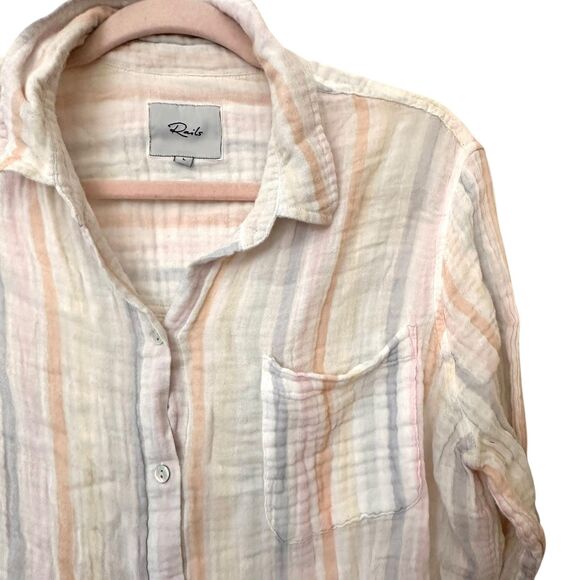 RAILS Ellis Striped Button Down Aurora Stripe Large - Picture 4 of 5